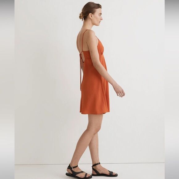 Madewell NWT Layton Mini Slip Dress Size 14 in Copperwashed Orange - Picture 3 of 7